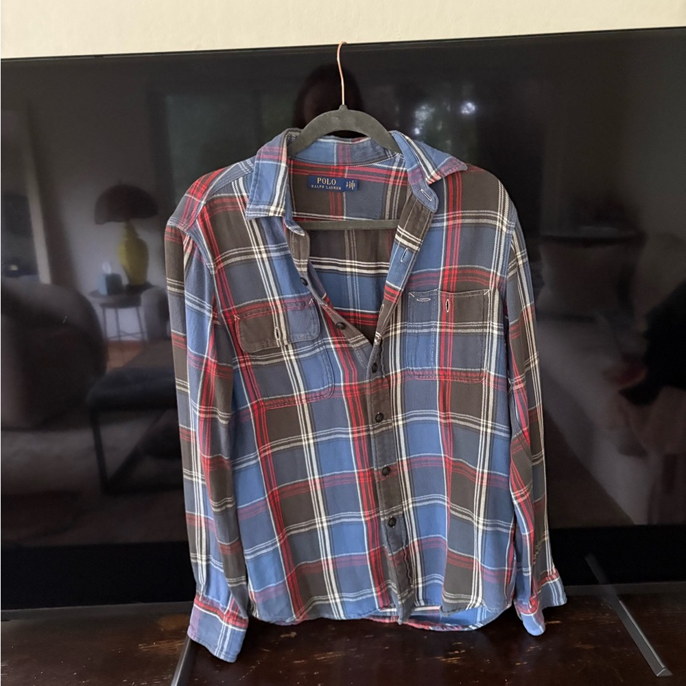 Ralph Lauren Men's Casual Plaid Shirt - Blue, Red, Brown